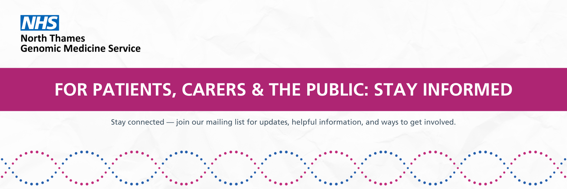 Sign up form header for patients, carers and the public